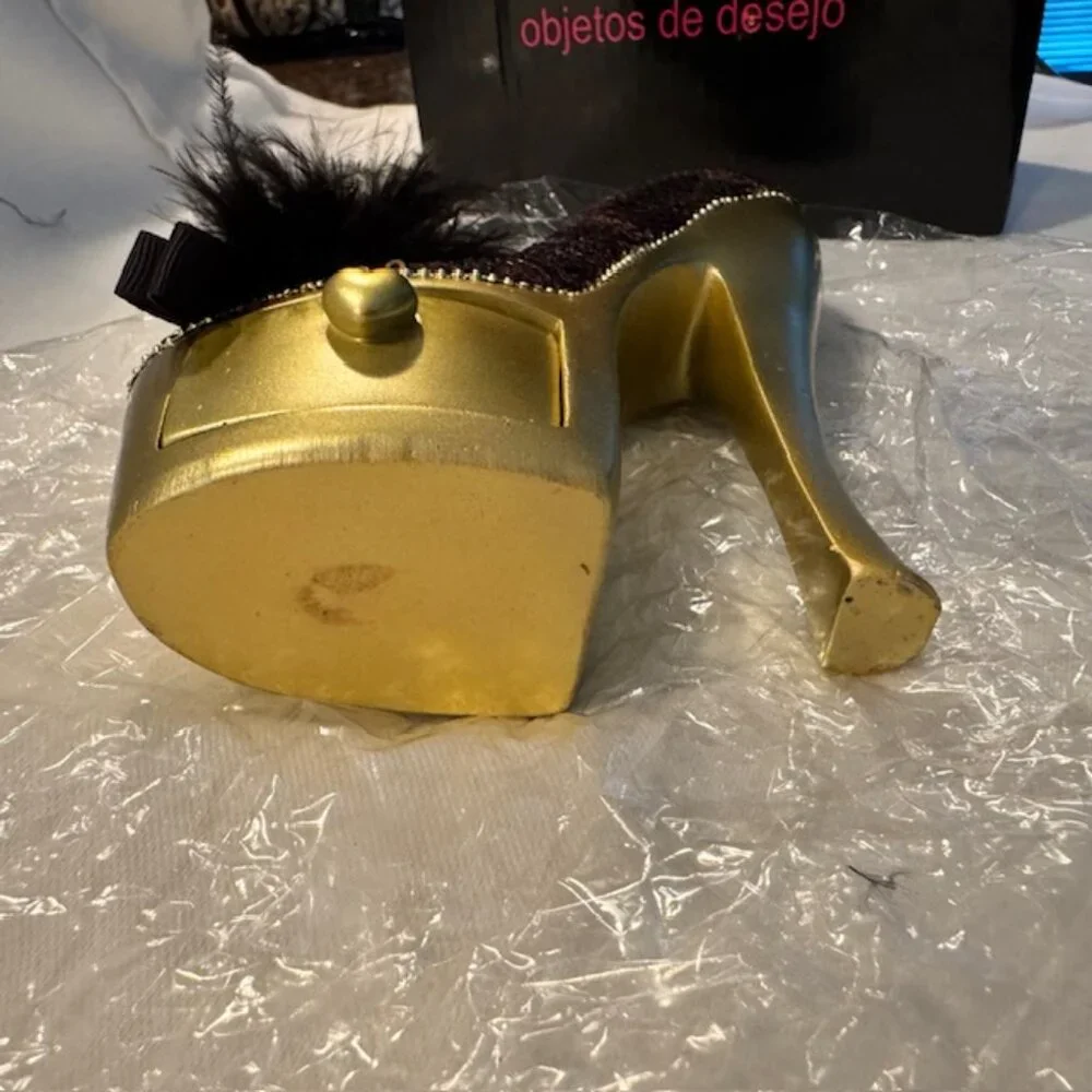 Jacki Design Leopard High Heel Ring Holder w/ side compartment - Like New w/ Box